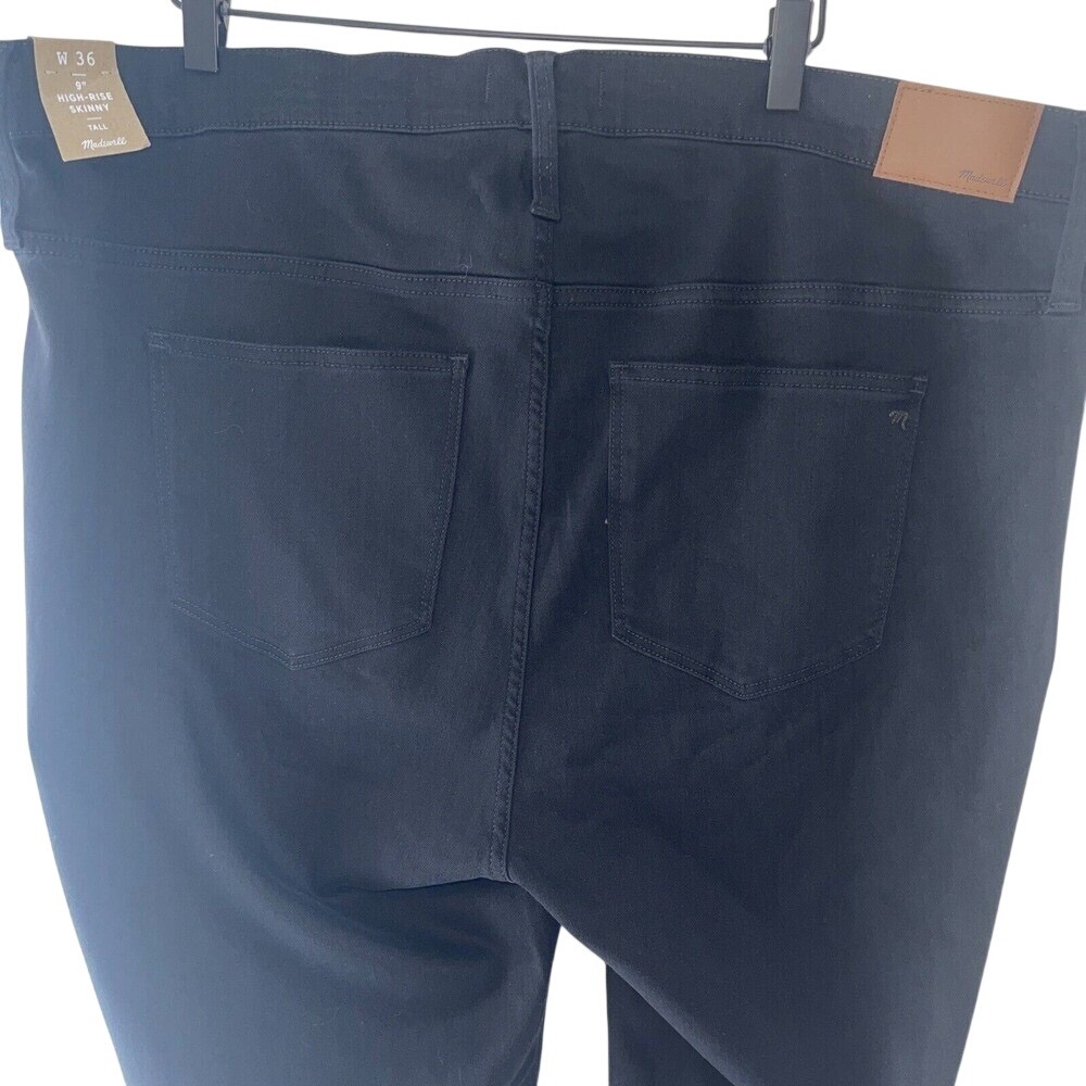 New Madewell Jeans 9" High Rise Skinny Women Size 36 Tall Long TENCEL Black - Picture 9 of 10